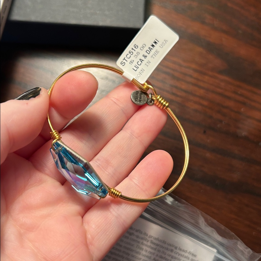 Luca + Danni Gold Bracelet with Iridescent Blue Crystal - Picture 4 of 4
